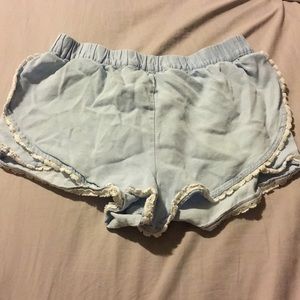 Denim loose shorts